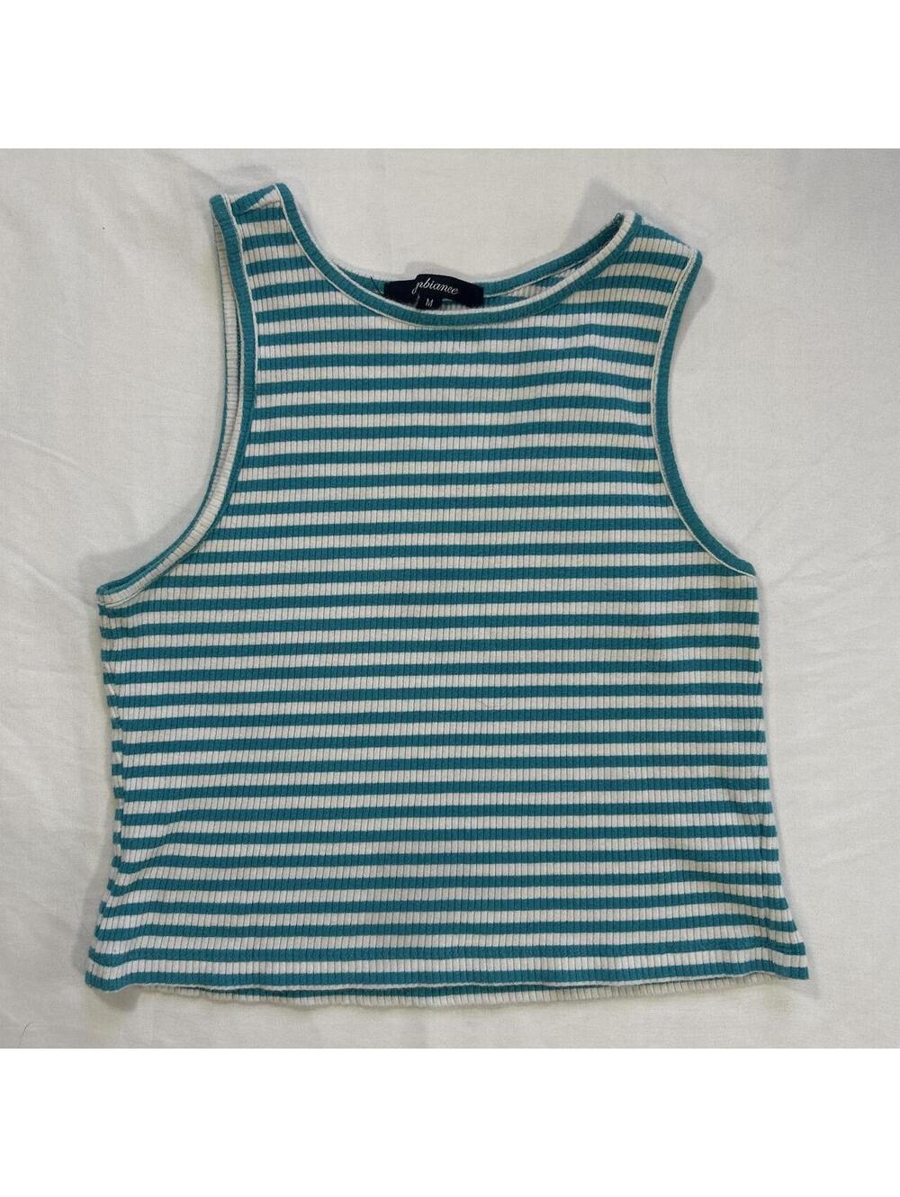 Ambiance Women's Blue and White Tank top